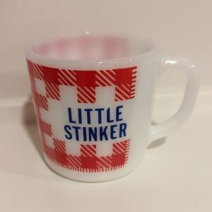 Red and White Checkered Mug Vintage child's mug